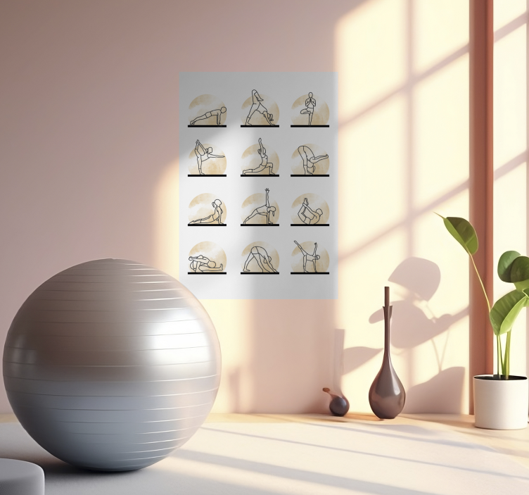 Poster de porte posturas de yoga - TenVinilo