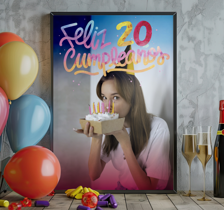 Poster personalizado foto y edad feliz cumpleaños - TenVinilo