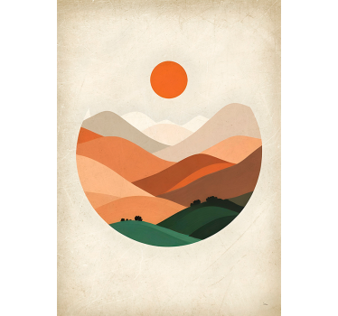 Poster abstracto sol sobre las montañas - TenVinilo