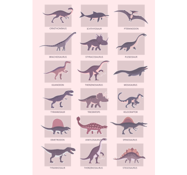 Poster dinosaurios diferentes tipos - TenVinilo