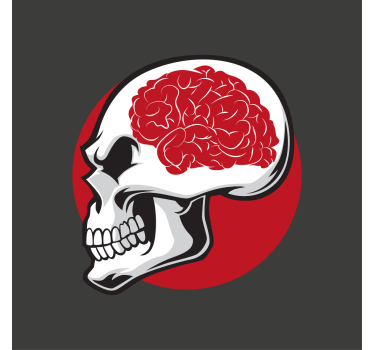 Poster habitación juvenil calavera roja con cerebro - TenVinilo
