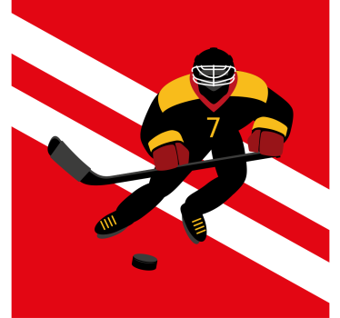 Poster habitación juvenil hockey sobre hielo rojo y amarillo - TenVinilo