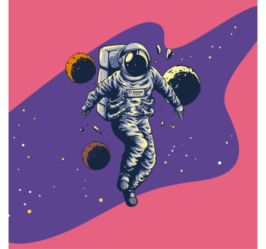 Poster habitación juvenil estilo astronauta dibujado a mano - TenVinilo