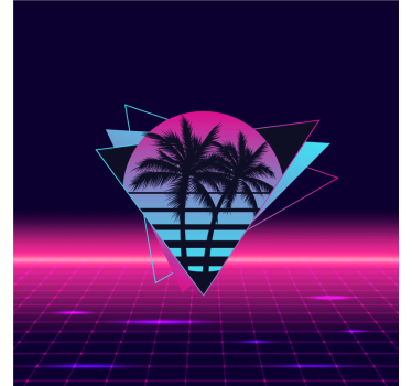 Poster salón palmera estilo vaporwave - TenVinilo