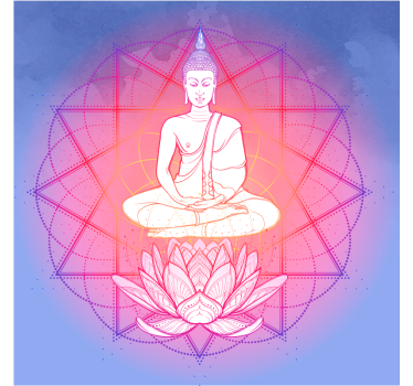 Poster salón mandala buda meditando - TenVinilo