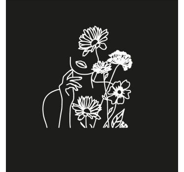 Poster salón diseño minimalista mujer y girasoles - TenVinilo