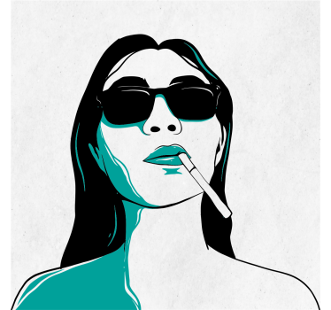 Poster salón cara de mujer fumando - TenVinilo