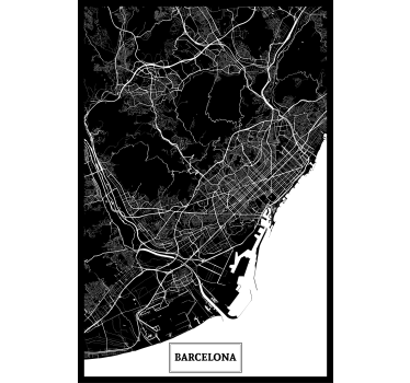 Poster salón mapa topográfico de barcelona - TenVinilo