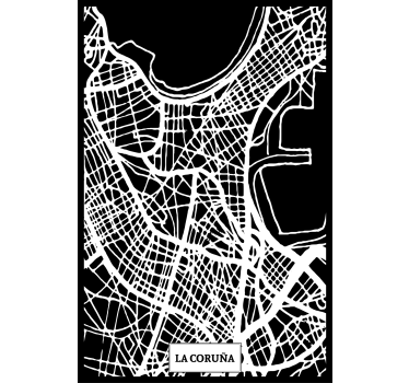 Poster salón mapa topográfico de coruña - TenVinilo