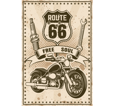 Poster salón motocicleta ruta 66 - TenVinilo