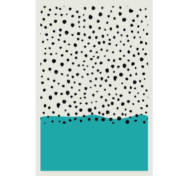 Poster salón pintura abstracta azul con puntos negros - TenVinilo