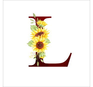 Poster flores inicial personalizable girasol - TenVinilo