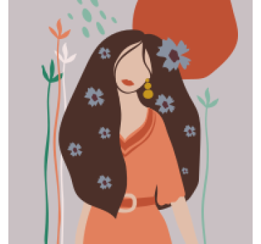Poster flores mujer abstracta con cabello largo - TenVinilo