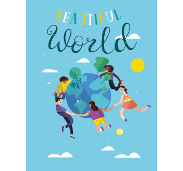 Poster mapamundi ilustración del globo armónico - TenVinilo