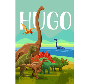 Cartel de nombre personalizado de dinosaurio - TenVinilo