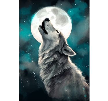 Cartel de diseño de animales aullando de lobo - TenVinilo