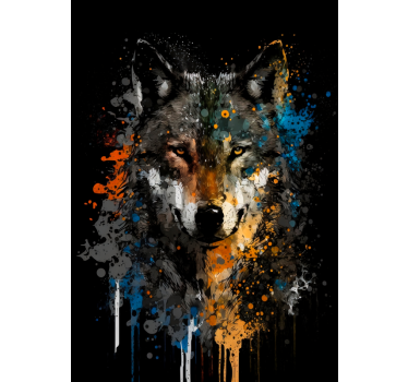 Cartel de diseño animal de pintura de lobo - TenVinilo
