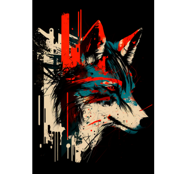 Cartel abstracto de la pared del arte del lobo - TenVinilo