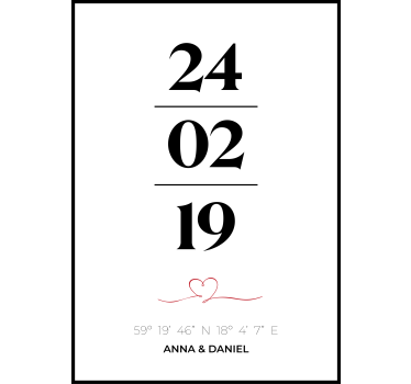 Poster con nombre coordenadas del amor - TenVinilo