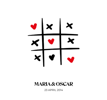 Tres en raya amor personalizar cartel - TenVinilo