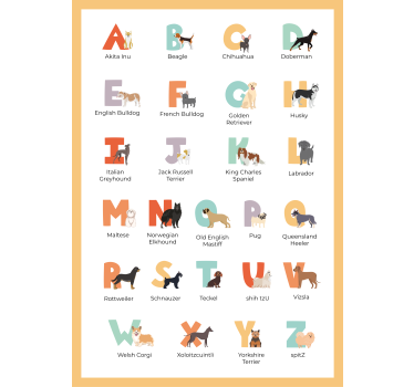 Poster perros razas de perros alfabeto - TenVinilo