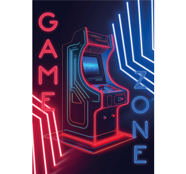 Poster habitación juvenil zona de juegos de neón - TenVinilo