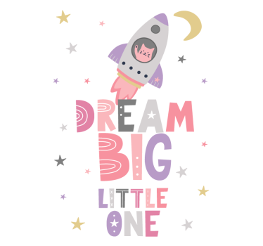 Poster dormitorio infantil sueña en grande pequeño - TenVinilo