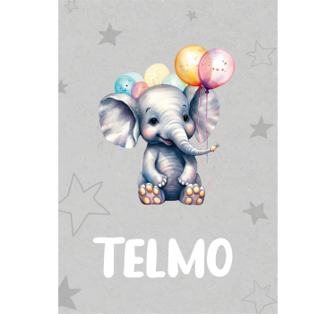 Poster animales elefante bebe con globos - TenVinilo