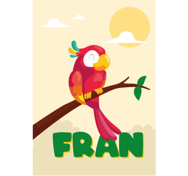 Poster dormitorio infantil loro rojo con nombre - TenVinilo