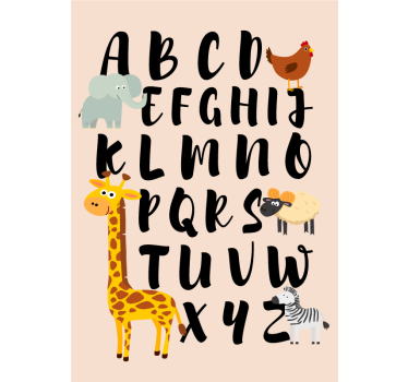 Poster dormitorio infantil animales jugando con el alfabeto - TenVinilo