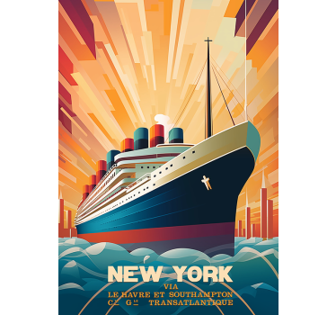 Poster Art Déco nuevo barco de trabajo - TenVinilo
