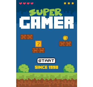 Poster videojuego estilo retro super gamer - TenVinilo