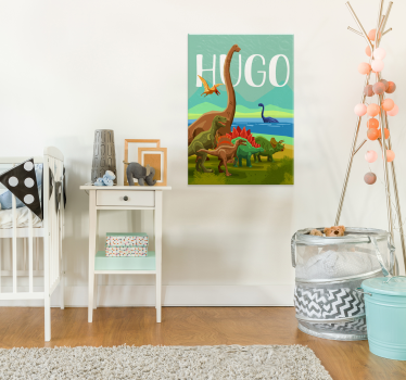 Cartel de nombre personalizado de dinosaurio - TenVinilo