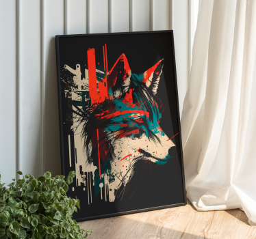 Cartel abstracto de la pared del arte del lobo - TenVinilo
