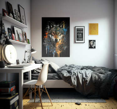 Cartel de diseño animal de pintura de lobo - TenVinilo