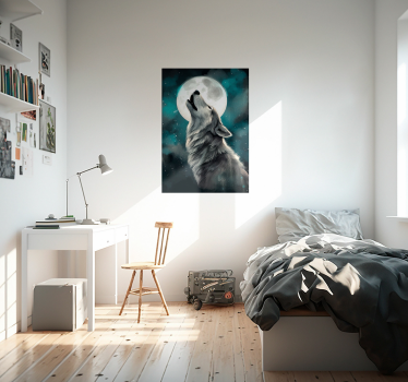 Cartel de diseño de animales aullando de lobo - TenVinilo