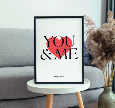 Cartel personalizado tu y yo - TenVinilo