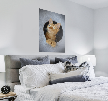 Impresión del cartel del gato que mira a escondidas - TenVinilo