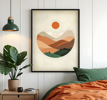 Poster abstracto sol sobre las montañas - TenVinilo