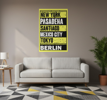 Poster con frases texto sobre ciudades - TenVinilo