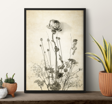 Poster flores ramo de flores sobre fondo beige - TenVinilo