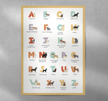 Poster perros razas de perros alfabeto - TenVinilo