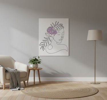 Poster flores cara de mujer minimalista - TenVinilo