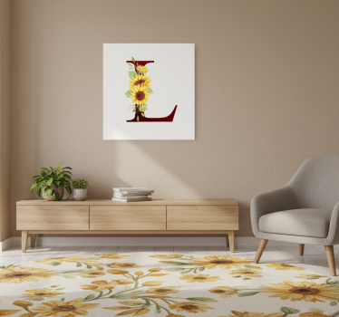 Poster flores inicial personalizable girasol - TenVinilo
