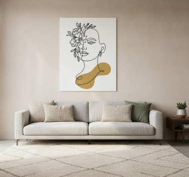Poster flores mujer abstracta en líneas - TenVinilo