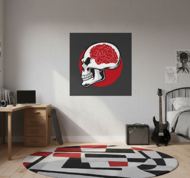 Poster habitación juvenil calavera roja con cerebro - TenVinilo