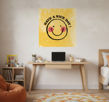 Poster habitación juvenil diseño carita sonriente - TenVinilo