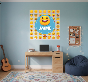 Poster habitación juvenil emojis con nombre - TenVinilo