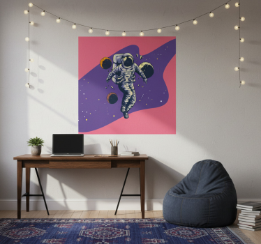 Poster habitación juvenil estilo astronauta dibujado a mano - TenVinilo