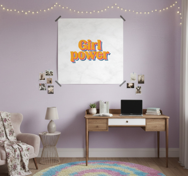 Poster habitación juvenil frase de poder femenino con flores - TenVinilo